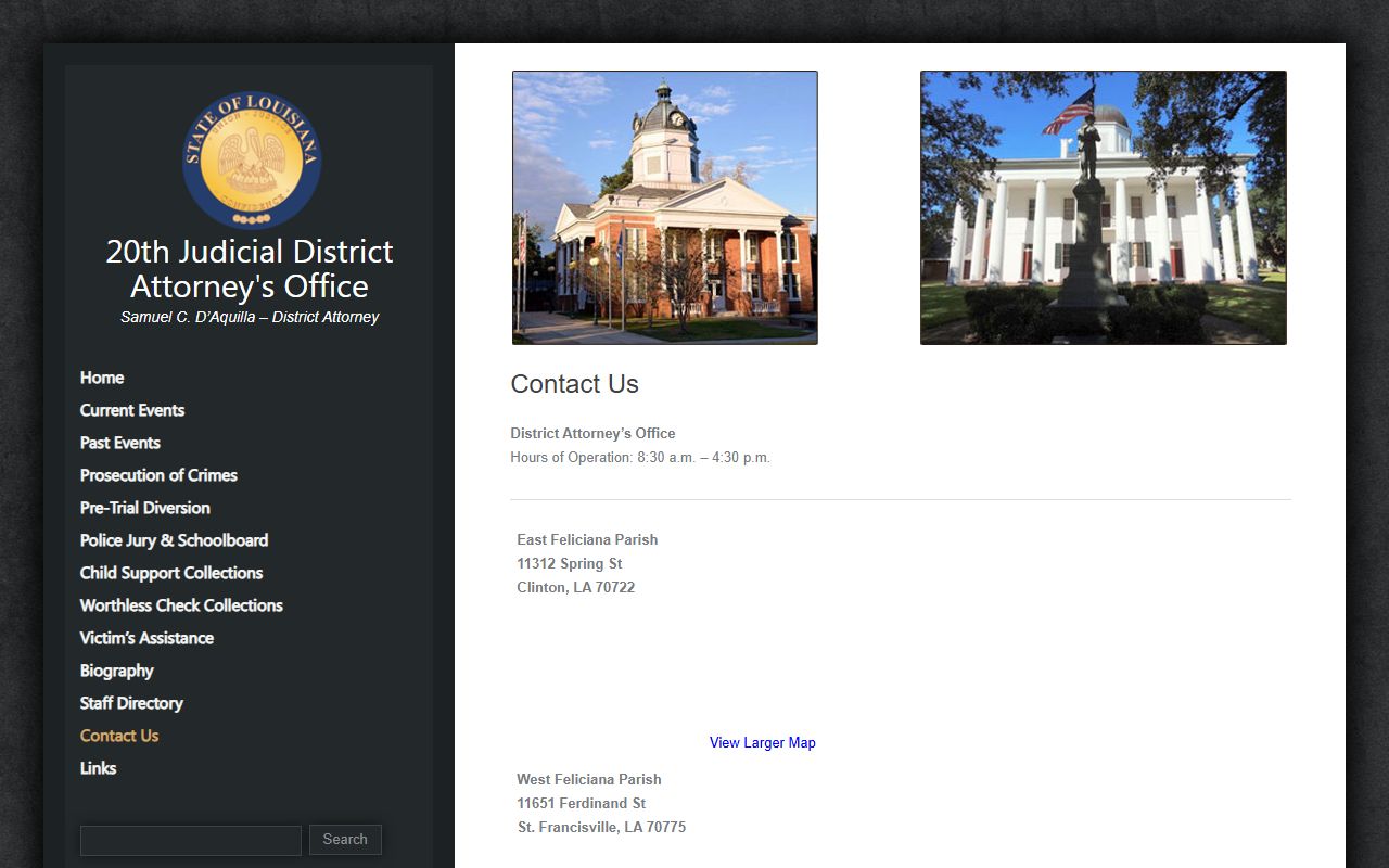 East Feliciana Parish court records after jail arrest district attorney contact