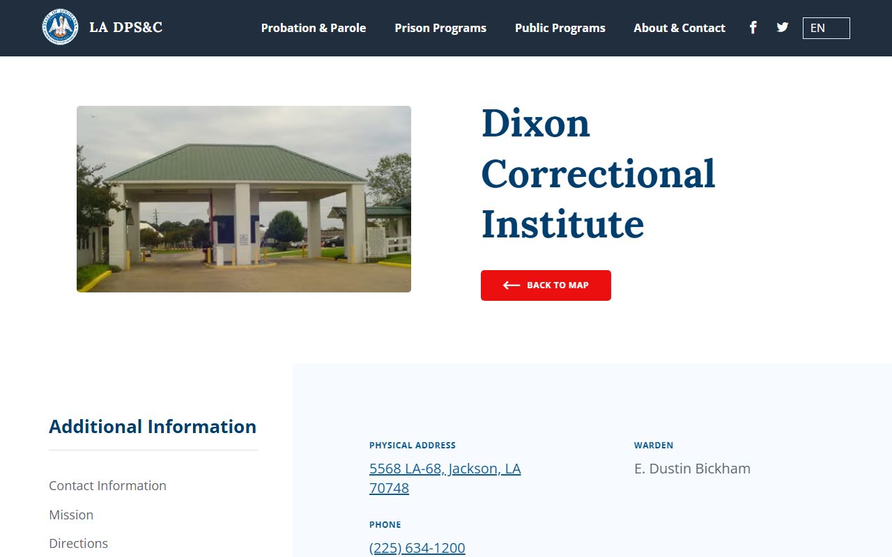 Dixon Correctional Institute DPS&C inmate search and facility profile